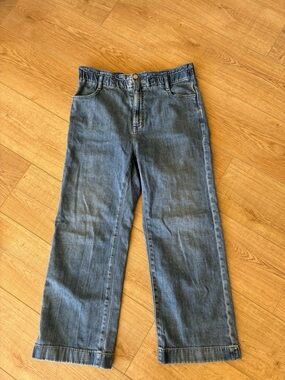 J Crew Straight-Leg Medium Wash Ankle Crop Jeans elastic waist capsule size 29